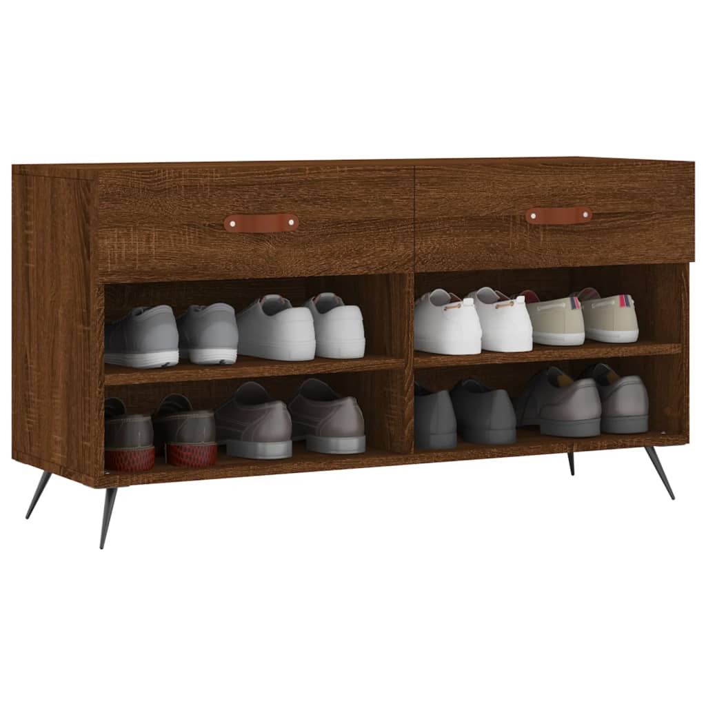 Canapé de chaussure vidaxl 102x35x55 cm en bois de bois de bois de chêne sonoma coloré
