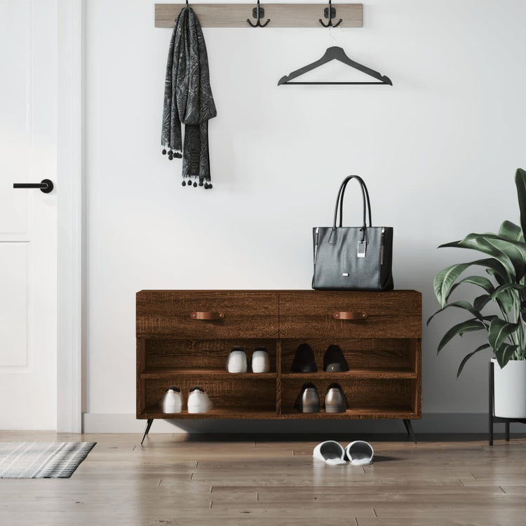 Canapé de chaussure vidaxl 102x35x55 cm en bois de bois de bois de chêne sonoma coloré