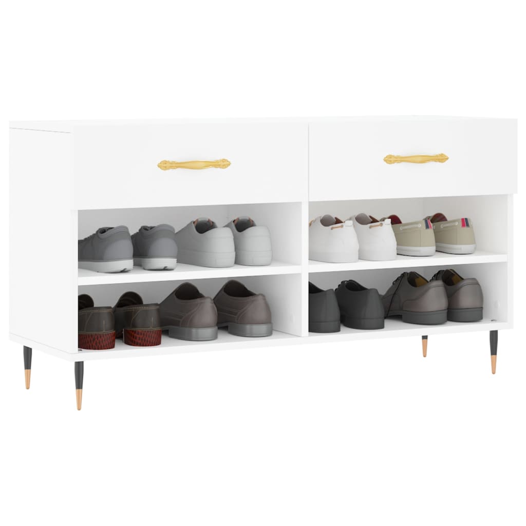 Canapé de chaussure vidaxl 102x35x55 cm en bois transformé blanc