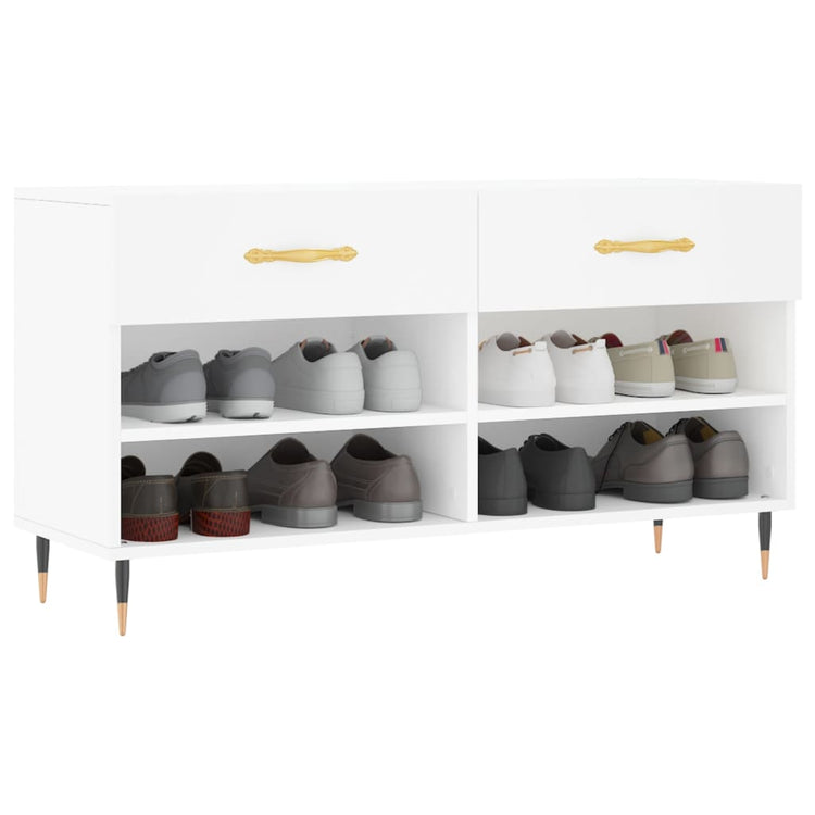 Canapé de chaussure vidaxl 102x35x55 cm en bois transformé blanc