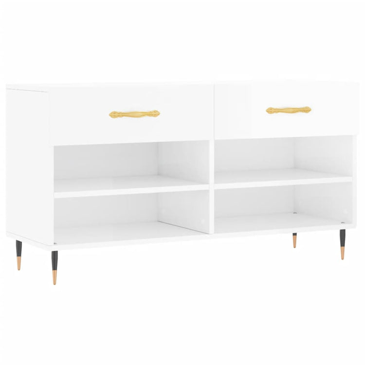 Canapé à chaussures vidaxl 102x35x55 cm bois transformé en bois haut brillant blanc