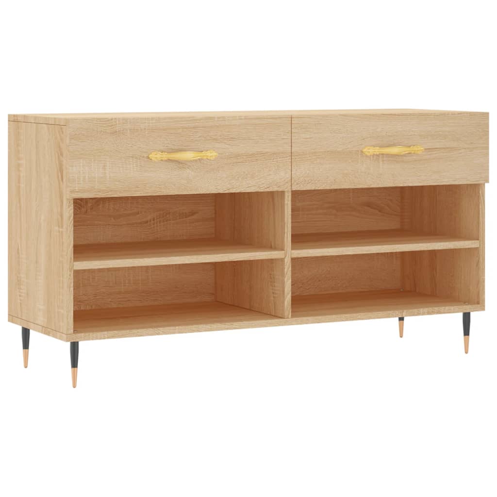 Canapé de chaussure vidaxl 102x35x55 cm en bois de bois de bois de chêne sonoma coloré