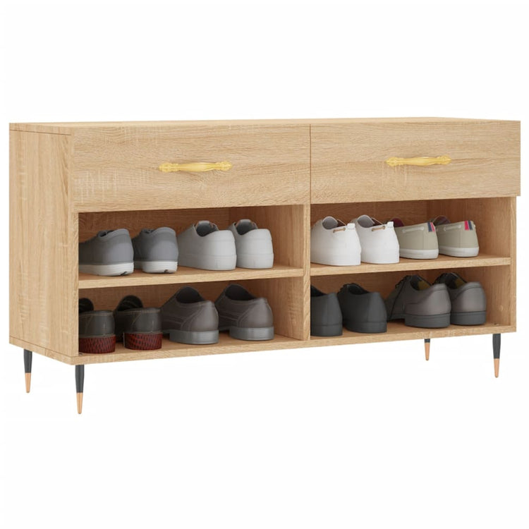 Canapé de chaussure vidaxl 102x35x55 cm en bois de bois de bois de chêne sonoma coloré