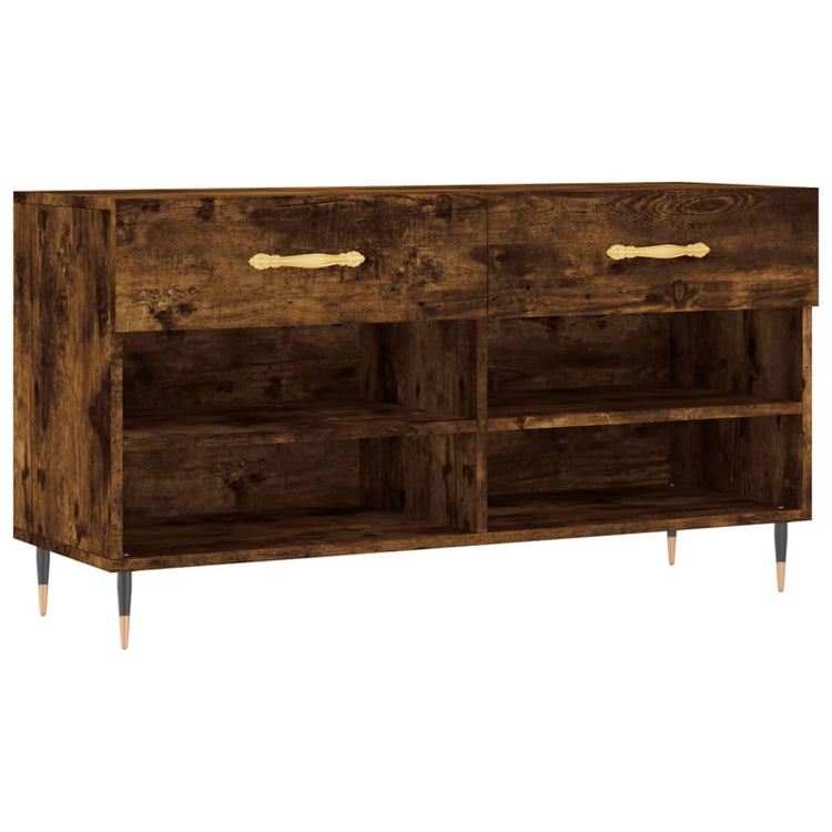 Canapé à chaussures Vidaxl 102x35x55 cm en bois transformé en bois de chêne fumé coloré