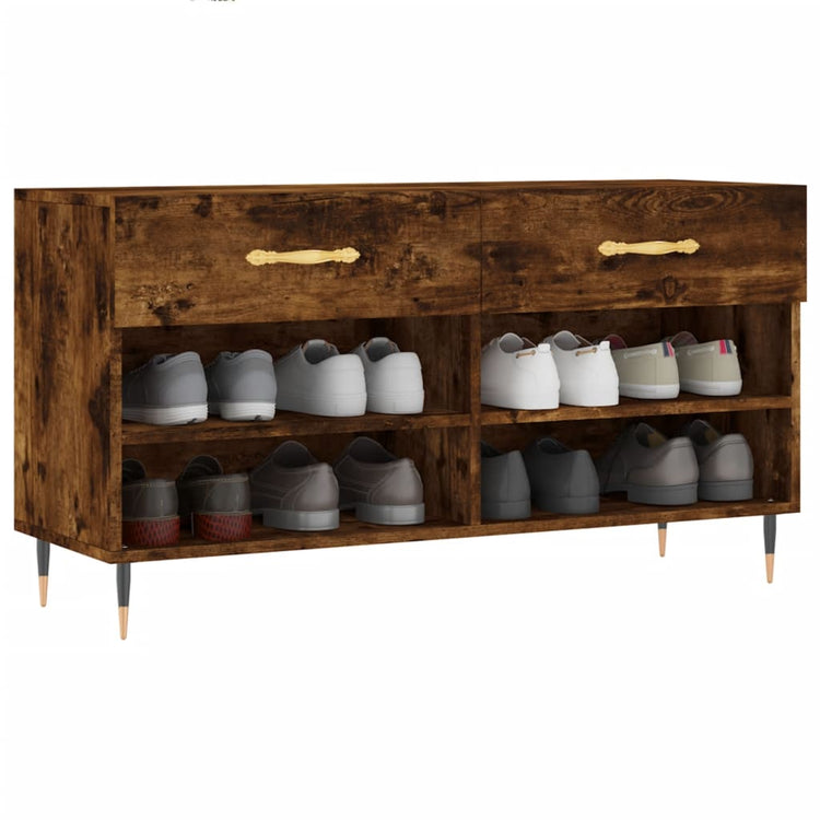 Canapé à chaussures Vidaxl 102x35x55 cm en bois transformé en bois de chêne fumé coloré