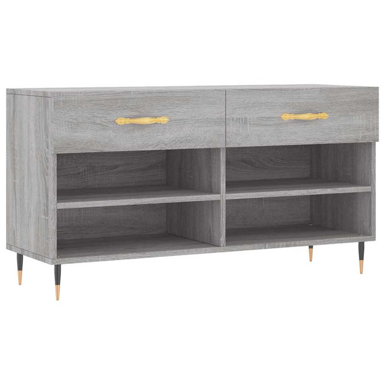 Canapé à chaussures Vidaxl 102x35x55 cm en bois de bois de bois de chêne Gris sonoma