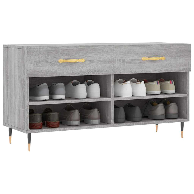 Canapé à chaussures Vidaxl 102x35x55 cm en bois de bois de bois de chêne Gris sonoma