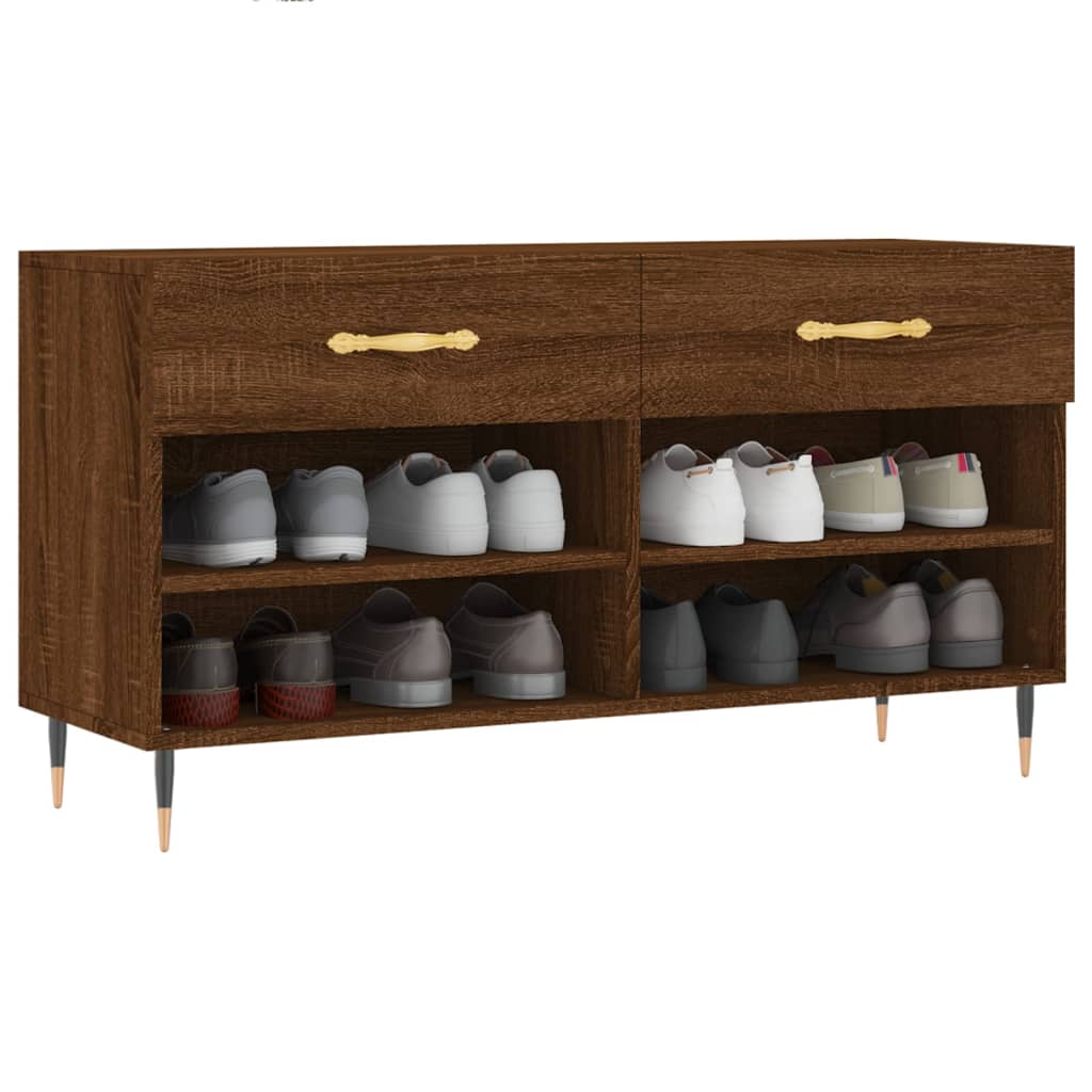Canapé de chaussure vidaxl 102x35x55 cm en bois de bois de bois de chêne sonoma coloré