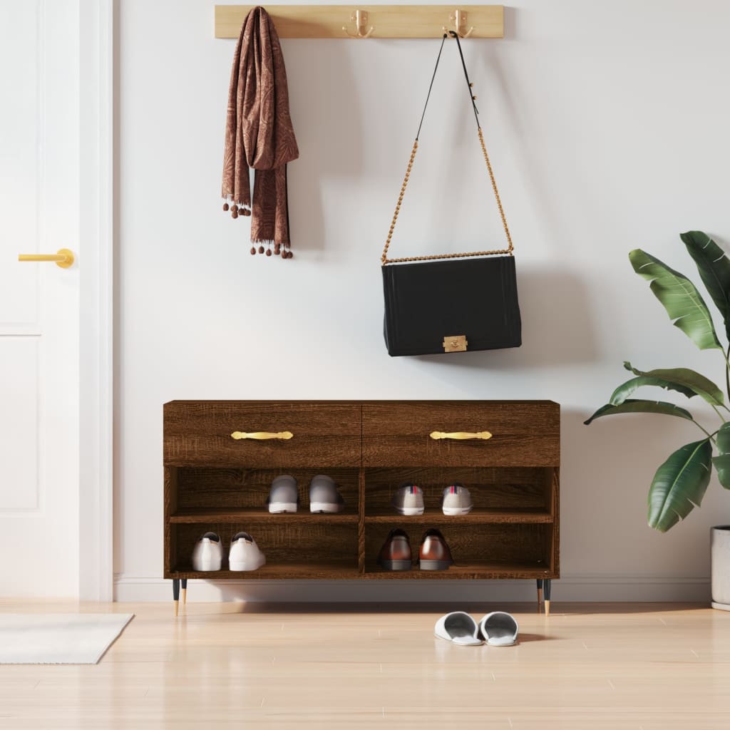 Canapé de chaussure vidaxl 102x35x55 cm en bois de bois de bois de chêne sonoma coloré