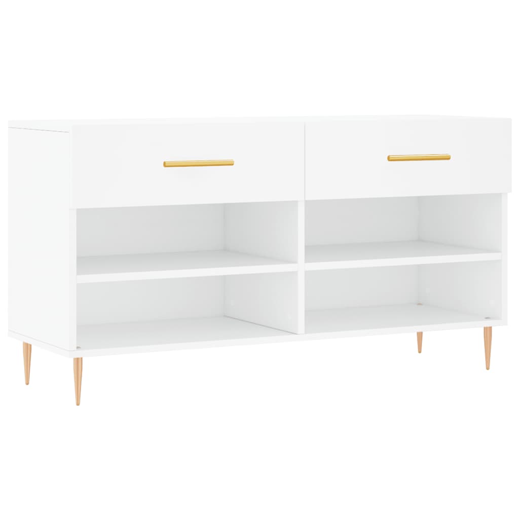 Canapé de chaussure vidaxl 102x35x55 cm en bois transformé blanc