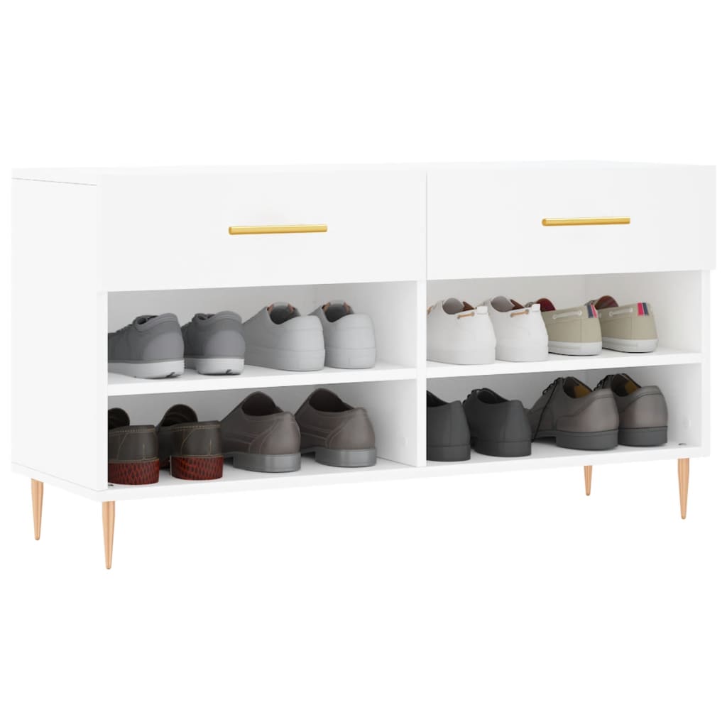 Canapé de chaussure vidaxl 102x35x55 cm en bois transformé blanc