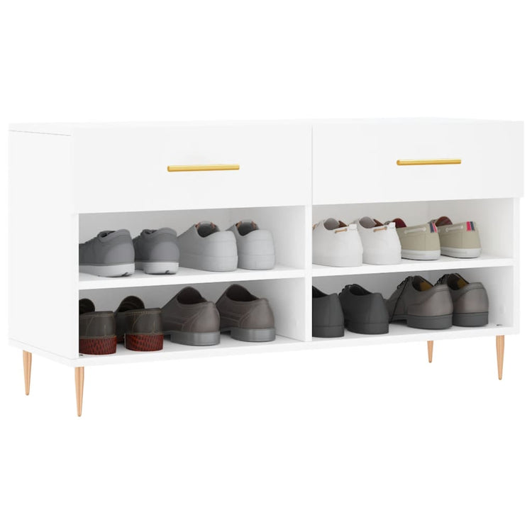 Canapé de chaussure vidaxl 102x35x55 cm en bois transformé blanc
