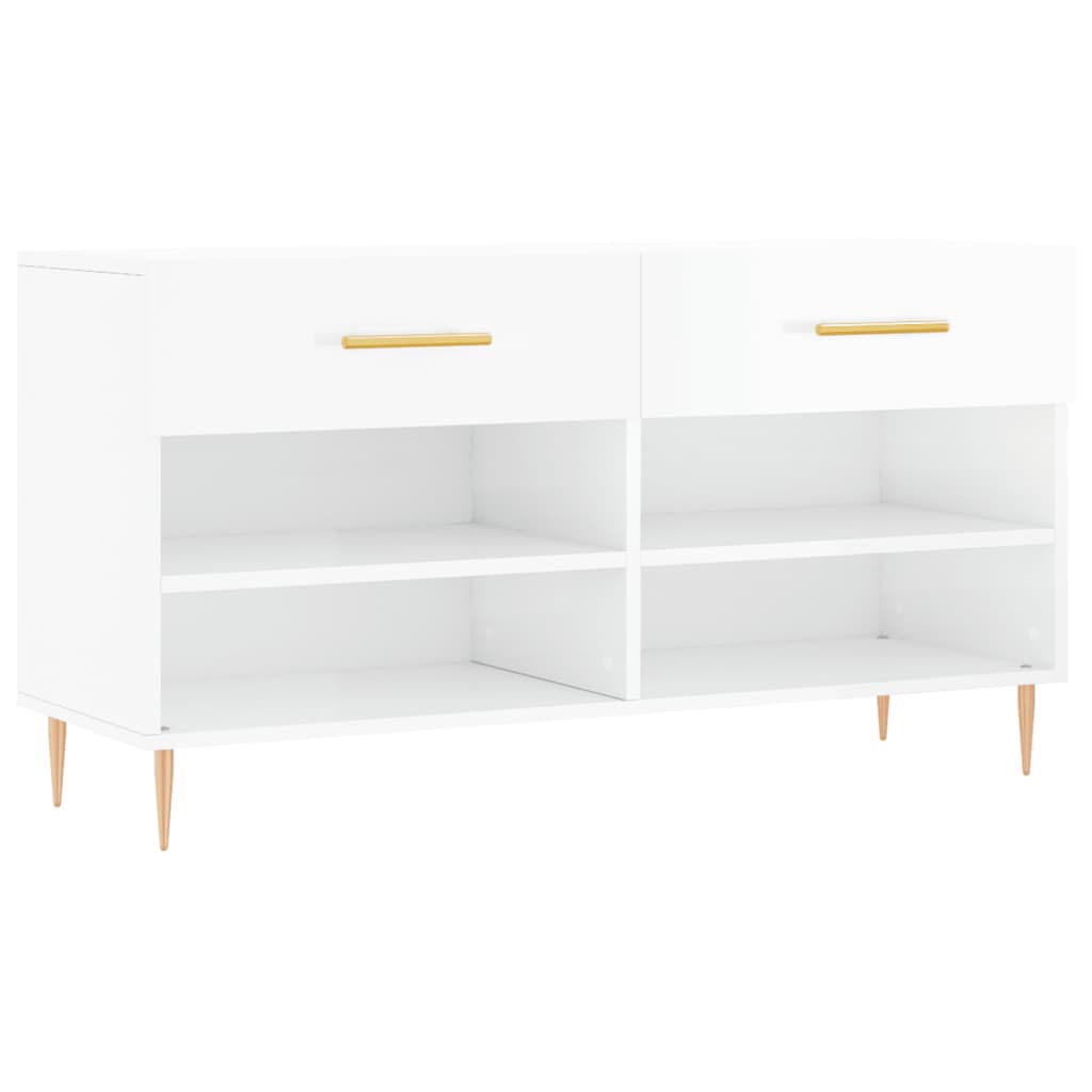 Canapé à chaussures vidaxl 102x35x55 cm bois transformé en bois haut brillant blanc