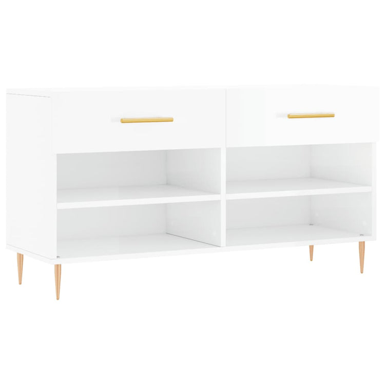 Canapé à chaussures vidaxl 102x35x55 cm bois transformé en bois haut brillant blanc