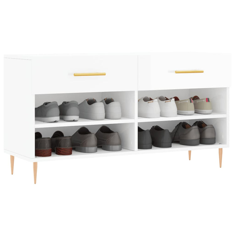 Canapé à chaussures vidaxl 102x35x55 cm bois transformé en bois haut brillant blanc
