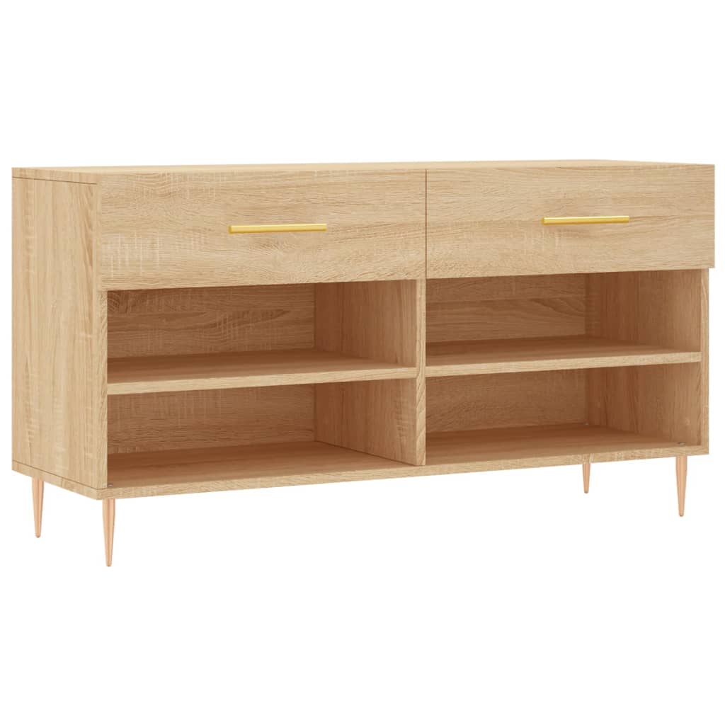 Canapé de chaussure vidaxl 102x35x55 cm en bois de bois de bois de chêne sonoma coloré