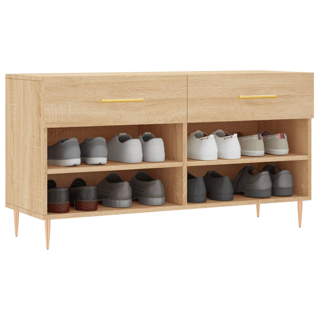 Canapé de chaussure vidaxl 102x35x55 cm en bois de bois de bois de chêne sonoma coloré