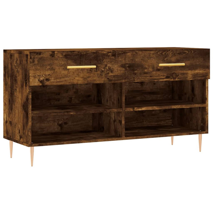 Canapé à chaussures Vidaxl 102x35x55 cm en bois transformé en bois de chêne fumé coloré