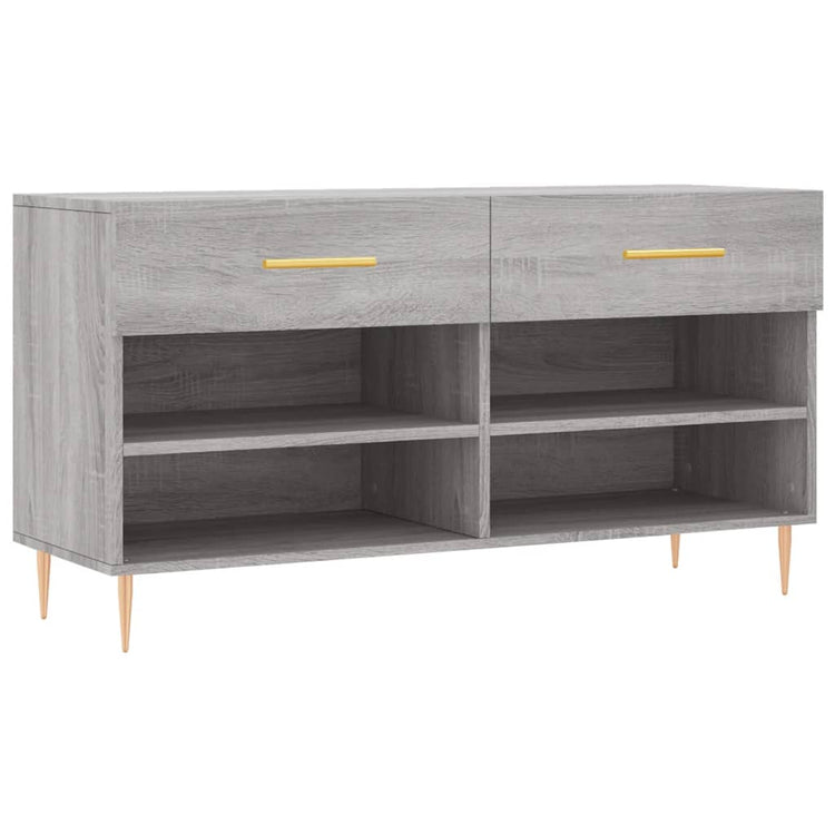 Canapé à chaussures Vidaxl 102x35x55 cm en bois de bois de bois de chêne Gris sonoma
