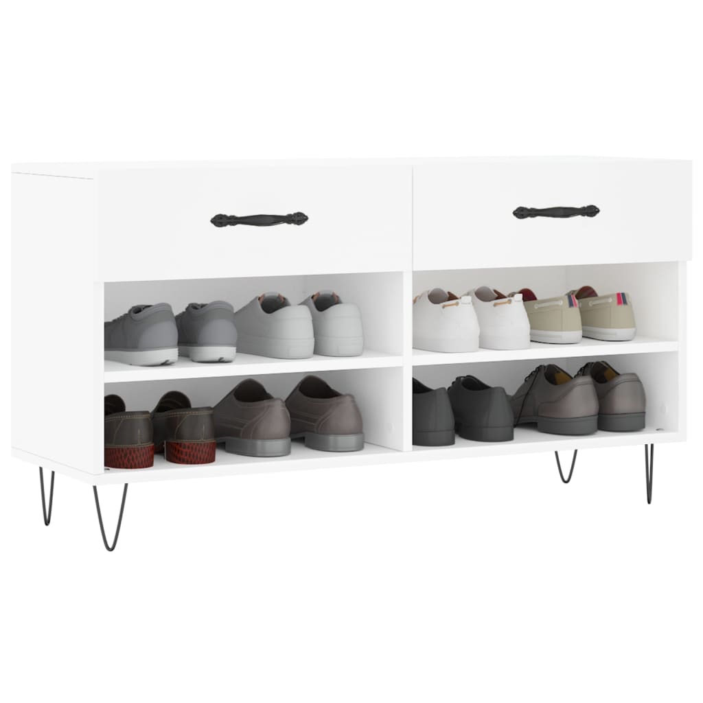 Canapé de chaussure vidaxl 102x35x55 cm en bois transformé blanc