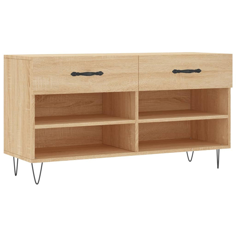 Canapé de chaussure vidaxl 102x35x55 cm en bois de bois de bois de chêne sonoma coloré