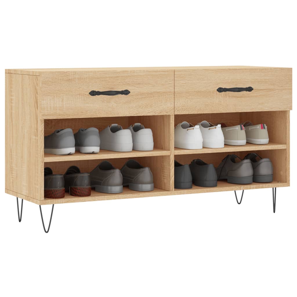 Canapé de chaussure vidaxl 102x35x55 cm en bois de bois de bois de chêne sonoma coloré