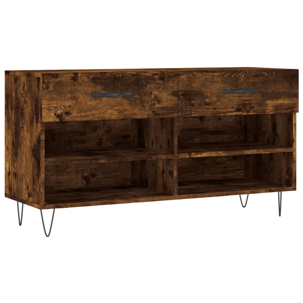 Canapé à chaussures Vidaxl 102x35x55 cm en bois transformé en bois de chêne fumé coloré