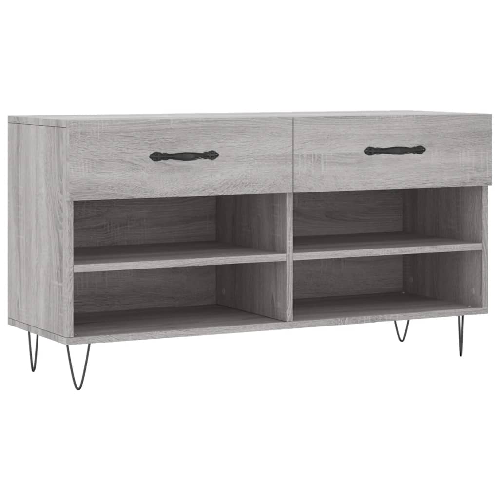 Canapé à chaussures Vidaxl 102x35x55 cm en bois de bois de bois de chêne Gris sonoma