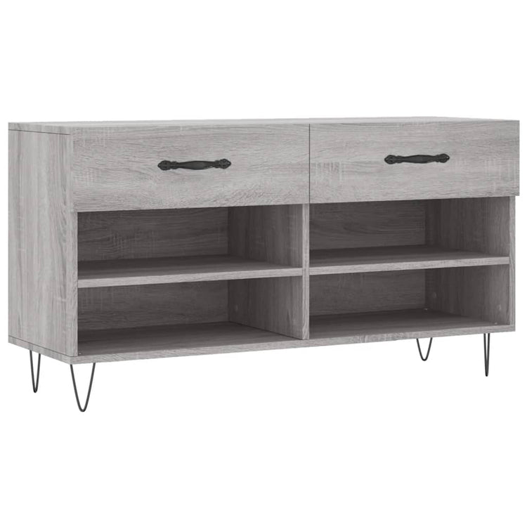 Canapé à chaussures Vidaxl 102x35x55 cm en bois de bois de bois de chêne Gris sonoma
