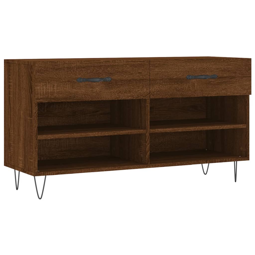 Canapé de chaussure vidaxl 102x35x55 cm en bois de bois de bois de chêne sonoma coloré