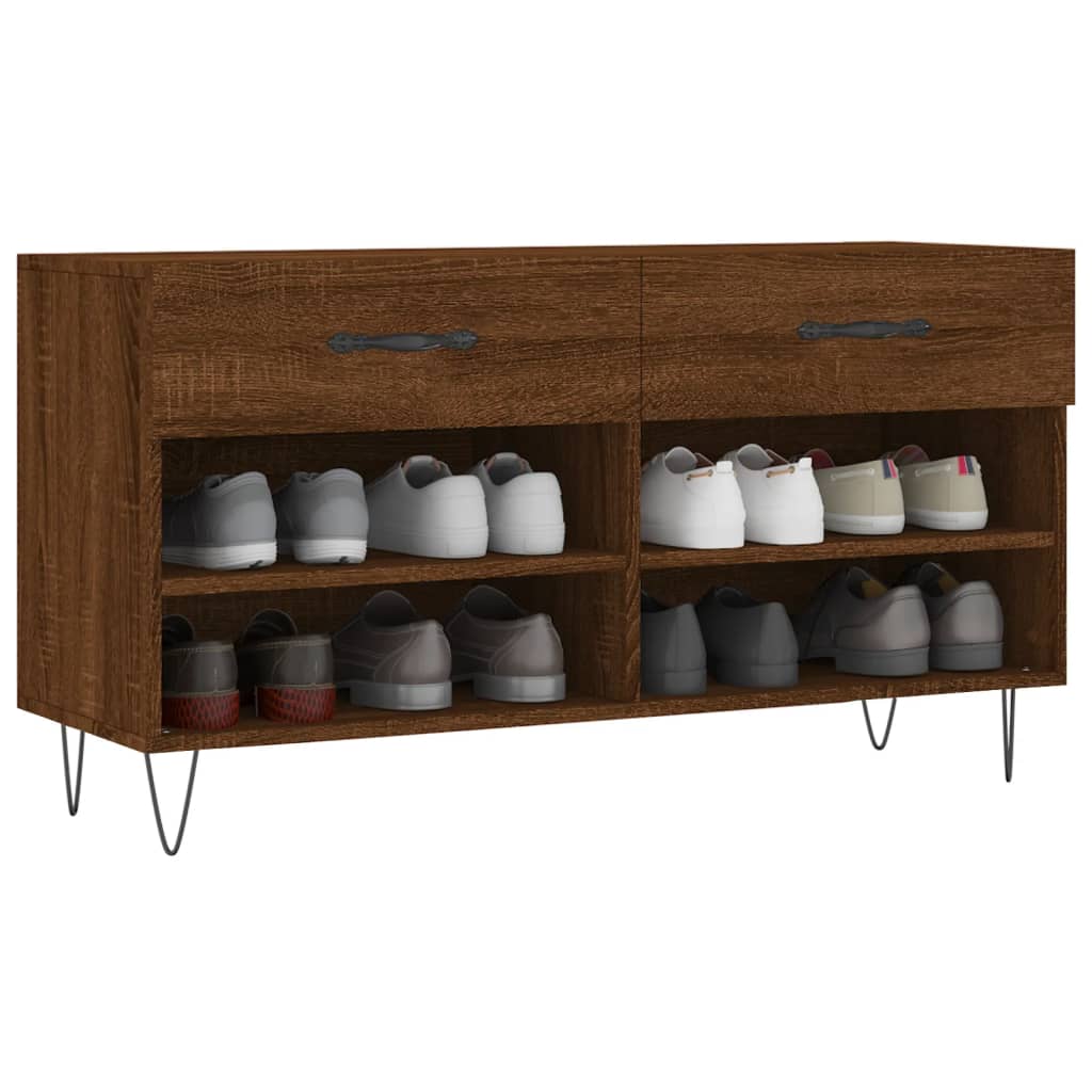 Canapé de chaussure vidaxl 102x35x55 cm en bois de bois de bois de chêne sonoma coloré