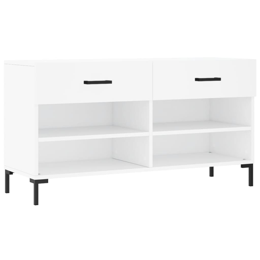 Canapé de chaussure vidaxl 102x35x55 cm en bois transformé blanc