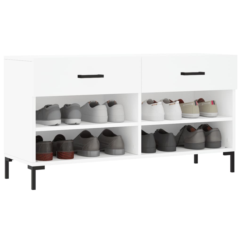 Canapé de chaussure vidaxl 102x35x55 cm en bois transformé blanc