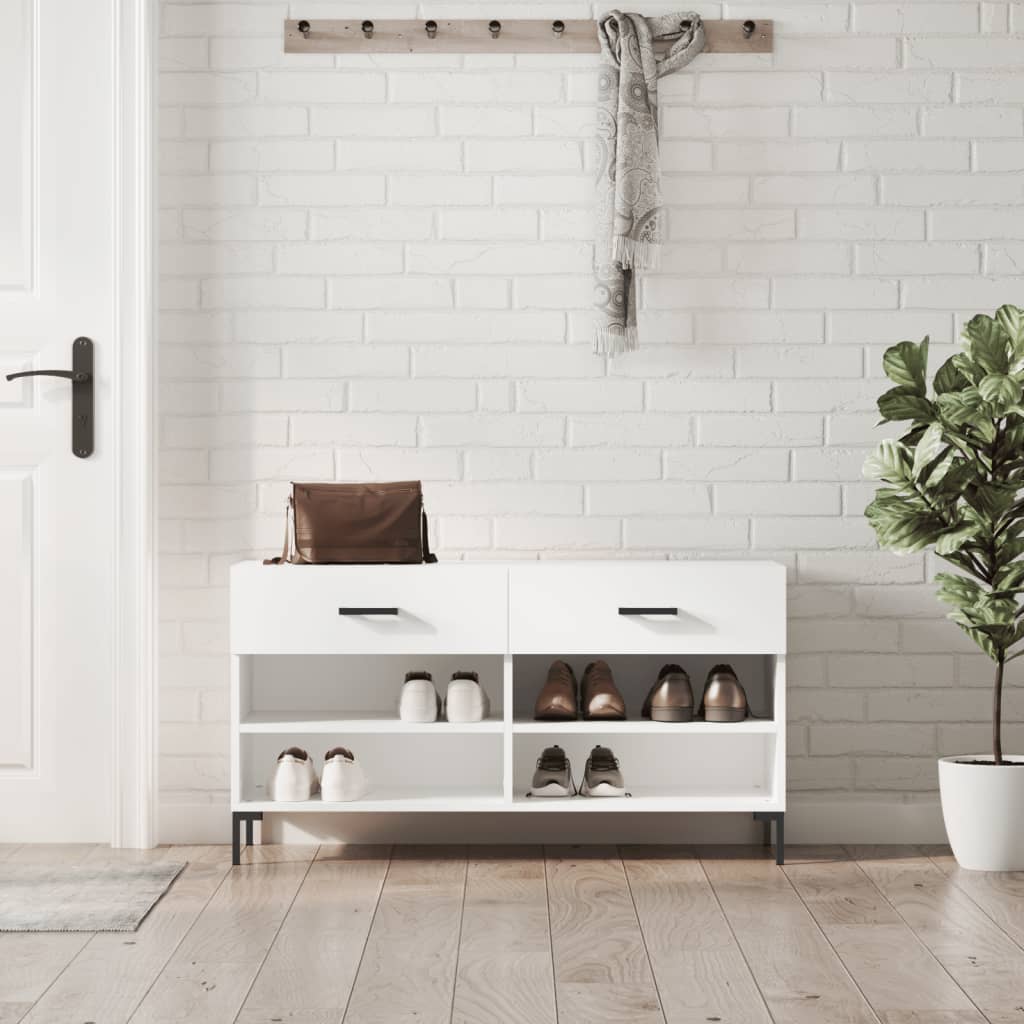 Canapé de chaussure vidaxl 102x35x55 cm en bois transformé blanc
