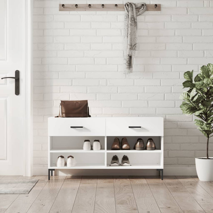 Canapé de chaussure vidaxl 102x35x55 cm en bois transformé blanc