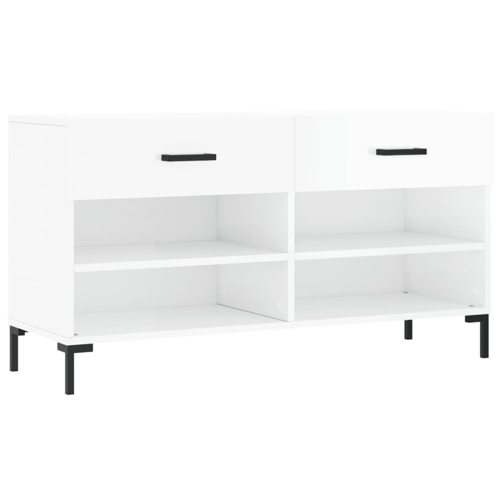 Canapé à chaussures vidaxl 102x35x55 cm bois transformé en bois haut brillant blanc