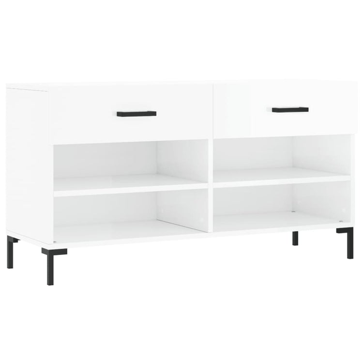 Canapé à chaussures vidaxl 102x35x55 cm bois transformé en bois haut brillant blanc