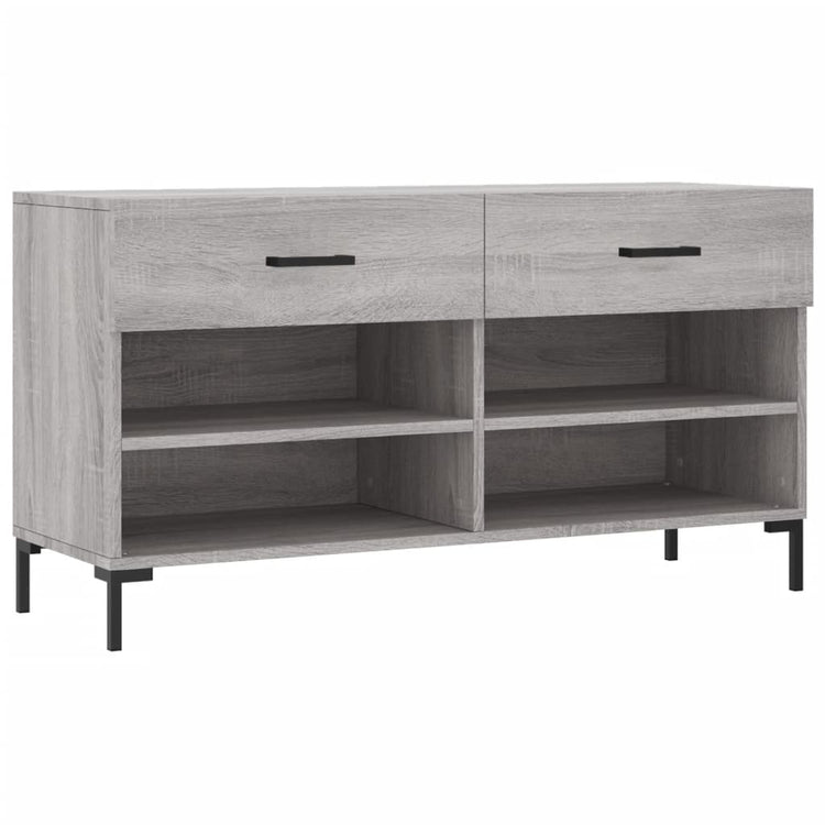 Canapé à chaussures Vidaxl 102x35x55 cm en bois de bois de bois de chêne Gris sonoma