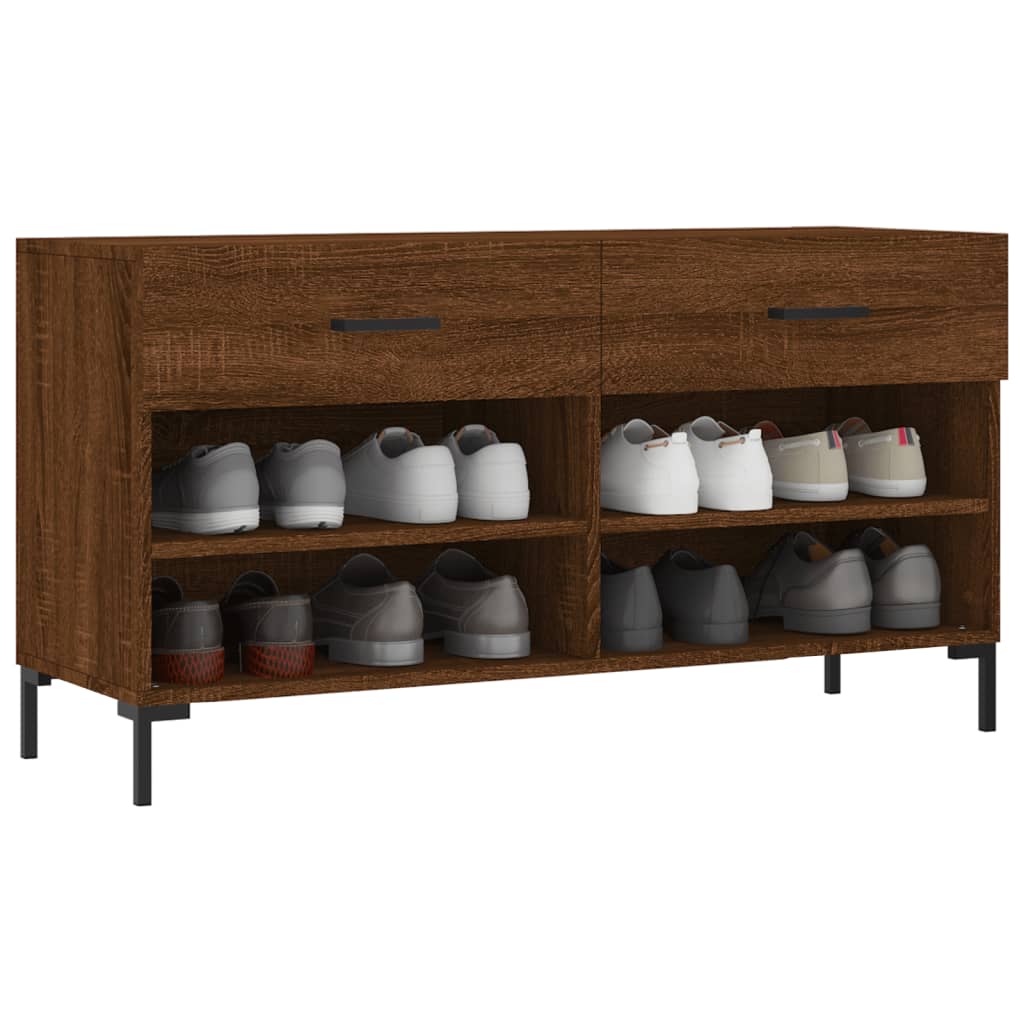 Canapé de chaussure vidaxl 102x35x55 cm en bois de bois de bois de chêne sonoma coloré