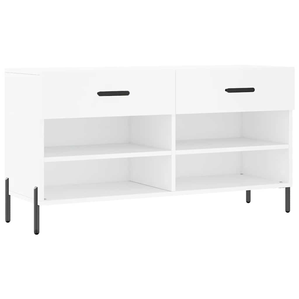 Canapé de chaussure vidaxl 102x35x55 cm en bois transformé blanc
