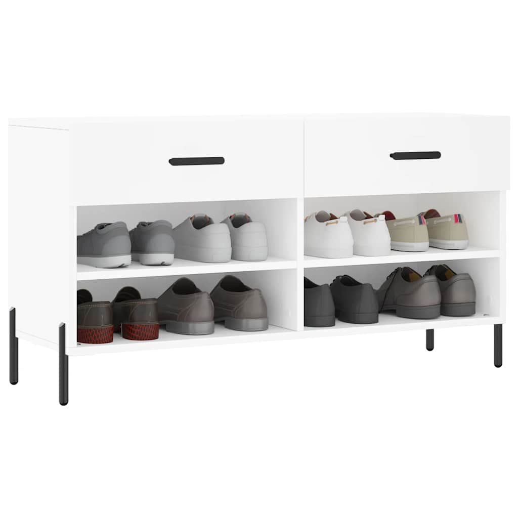 Canapé de chaussure vidaxl 102x35x55 cm en bois transformé blanc