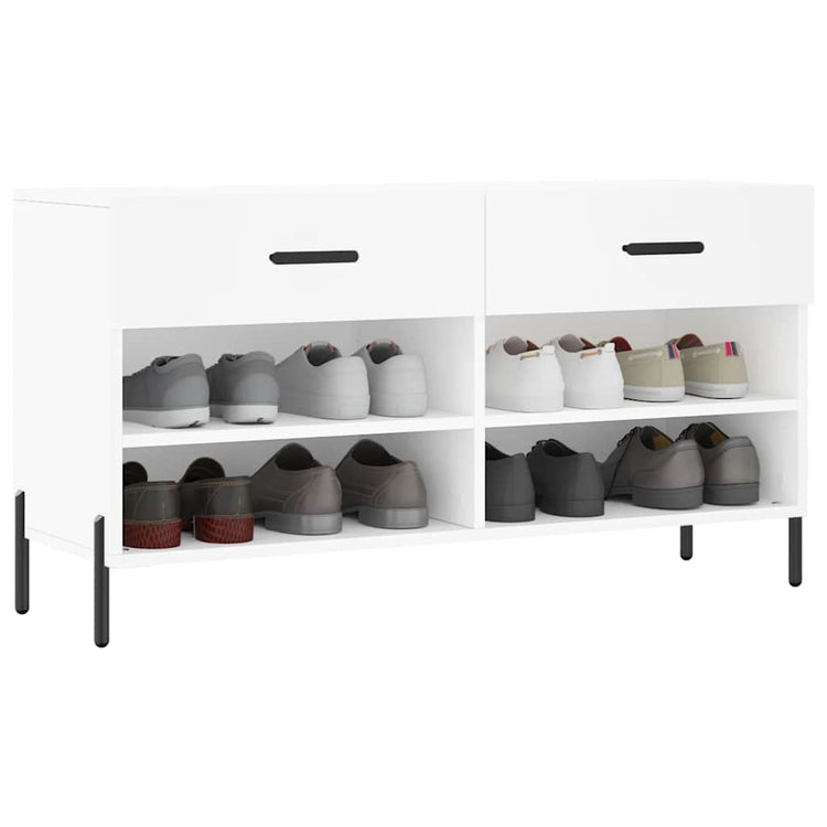 Canapé de chaussure vidaxl 102x35x55 cm en bois transformé blanc