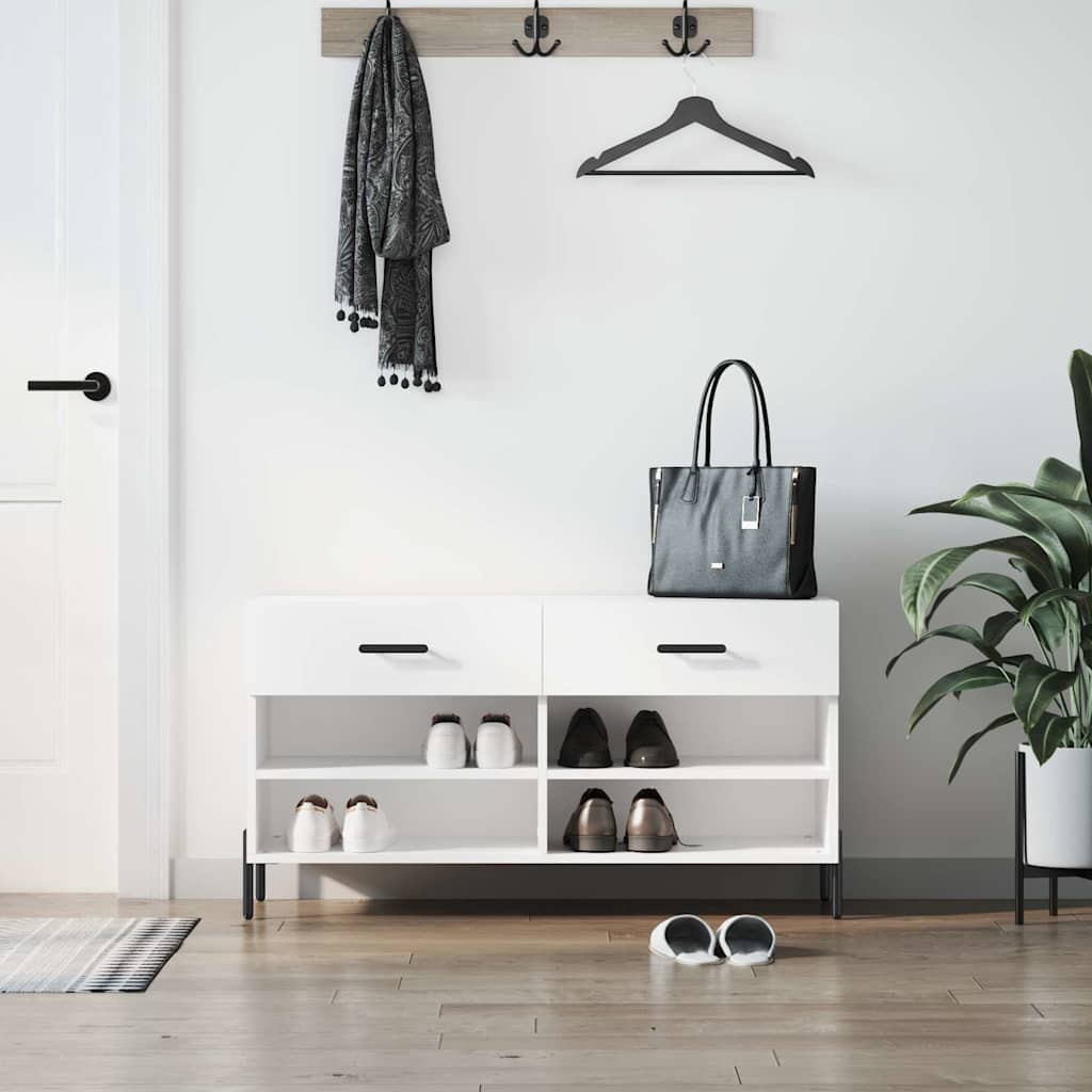 Canapé de chaussure vidaxl 102x35x55 cm en bois transformé blanc