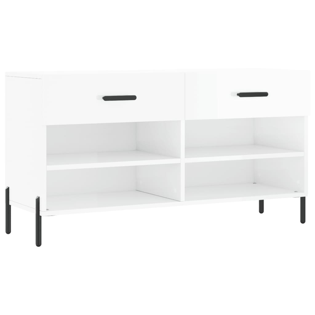 Canapé à chaussures vidaxl 102x35x55 cm bois transformé en bois haut brillant blanc