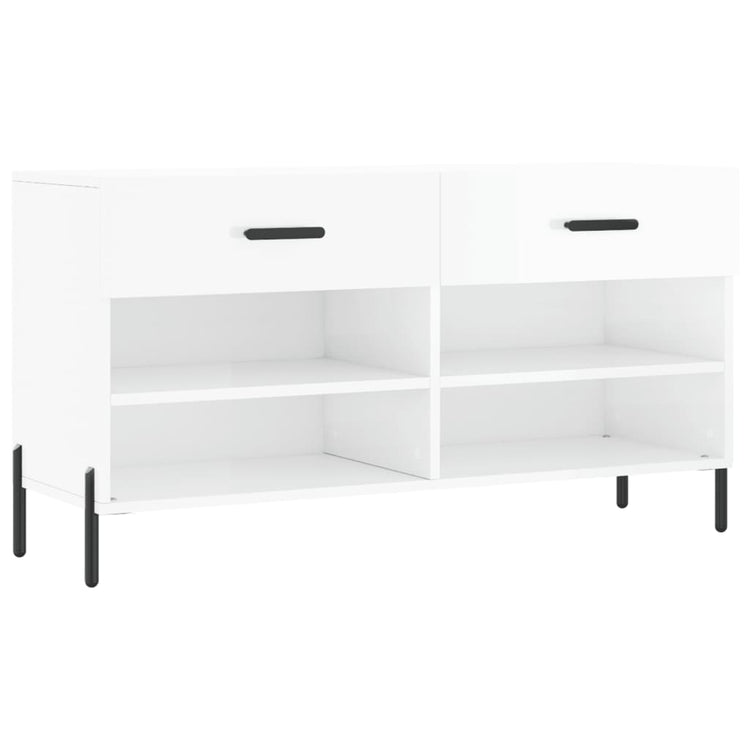 Canapé à chaussures vidaxl 102x35x55 cm bois transformé en bois haut brillant blanc