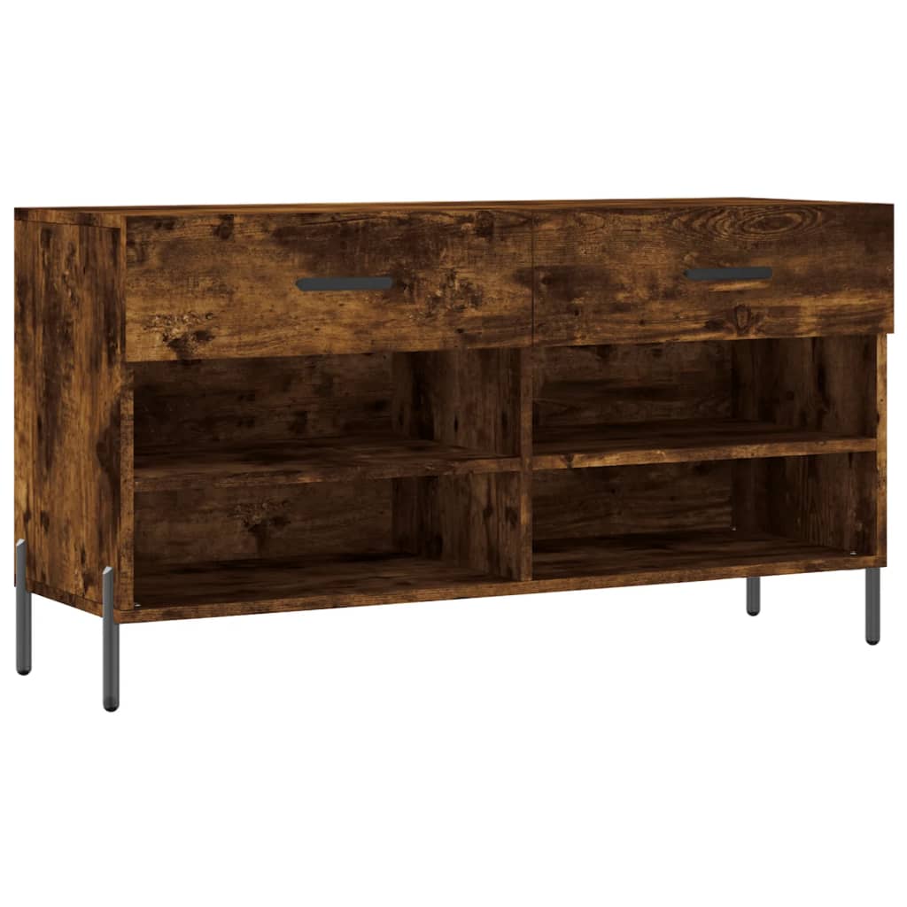Canapé à chaussures Vidaxl 102x35x55 cm en bois transformé en bois de chêne fumé coloré