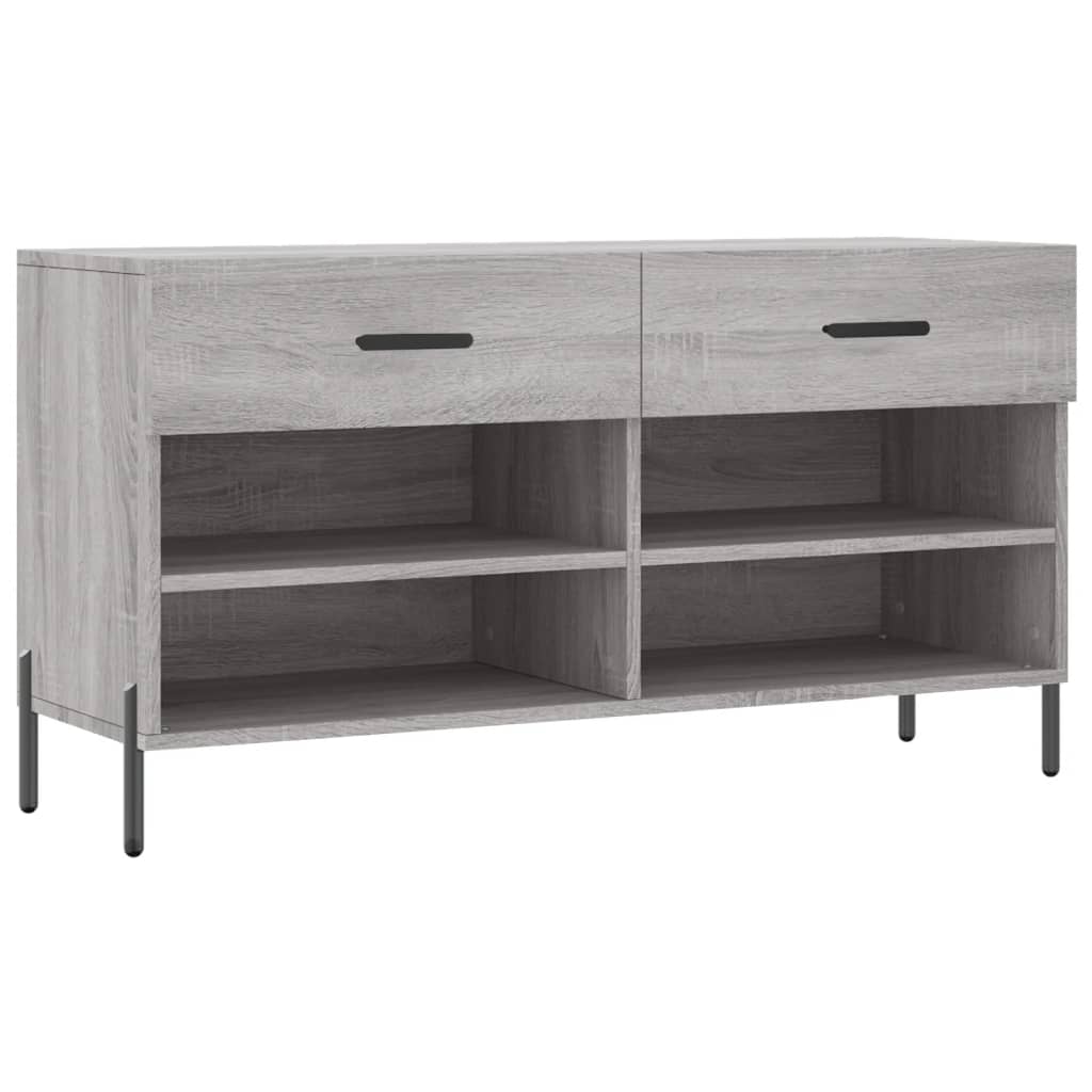 Canapé à chaussures Vidaxl 102x35x55 cm en bois de bois de bois de chêne Gris sonoma