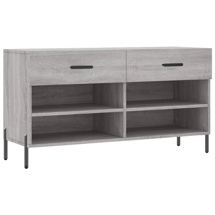 Canapé à chaussures Vidaxl 102x35x55 cm en bois de bois de bois de chêne Gris sonoma