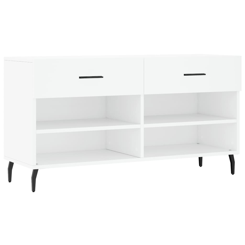 Canapé de chaussure vidaxl 102x35x55 cm en bois transformé blanc