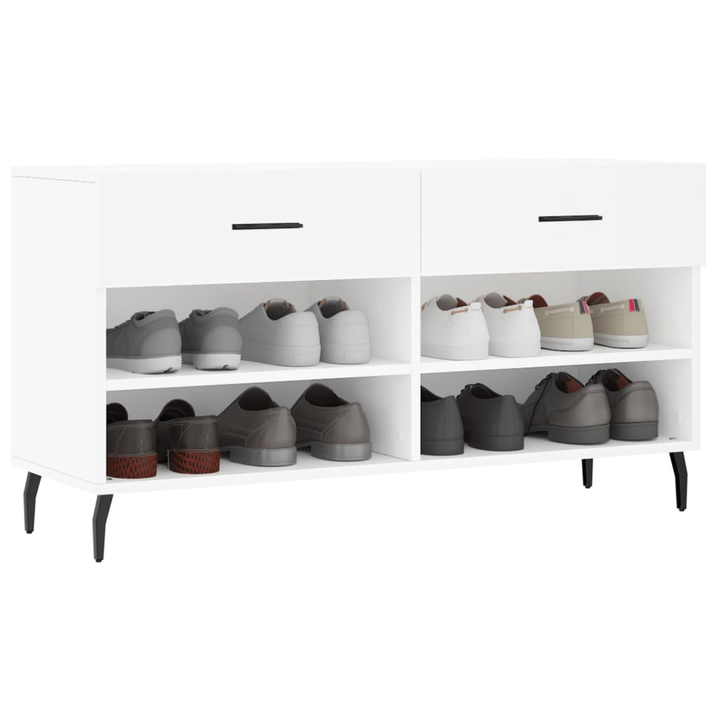 Canapé de chaussure vidaxl 102x35x55 cm en bois transformé blanc